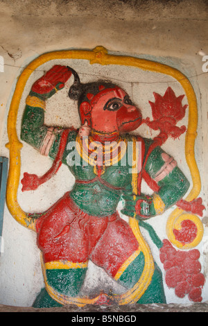 Hanuman im Tempel an der Hemakuta Hügel, Hampi, Karnataka Indien Stockfoto