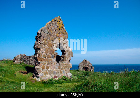 Überreste eines Steinhauses im Nordosten von Schottland. Stockfoto