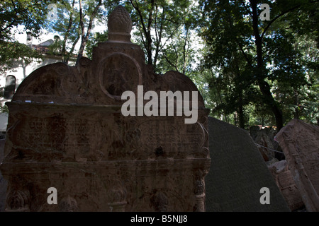 GRABSTEIN VON JUDAH LÖW GRAB ALTE JUDENFRIEDHOF JOSEFOV JÜDISCHEN VIERTEL PRAG TSCHECHISCHE REPUBLIK Stockfoto