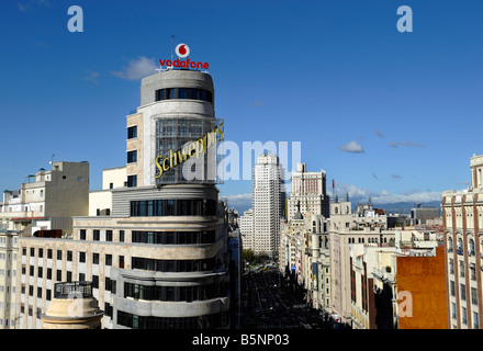 Calle Gran Via Madrid Spanien Stockfoto