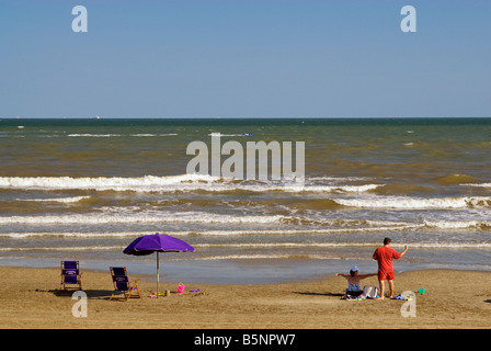 Strandbesucher in Stewart Beach Galveston Texas USA Stockfoto