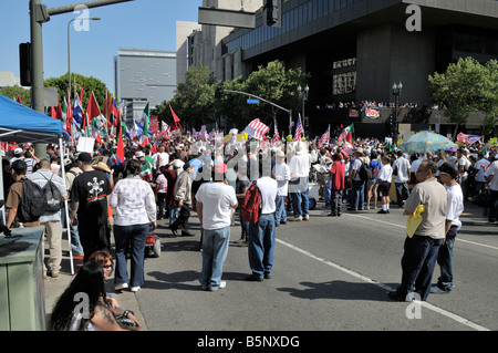 1 Mai-Demonstrationen in der Innenstadt von Los Angeles, Kalifornien, 2008 Stockfoto