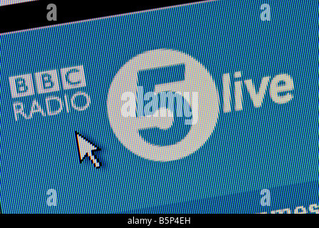 Makro-Screenshot von BBC Radio 5 Live Webseite nur zur redaktionellen Verwendung Stockfoto