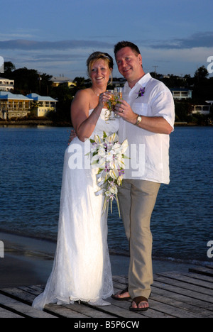 Paar heiraten am Strand, Grenada, Karibik, "West Indies" Stockfoto