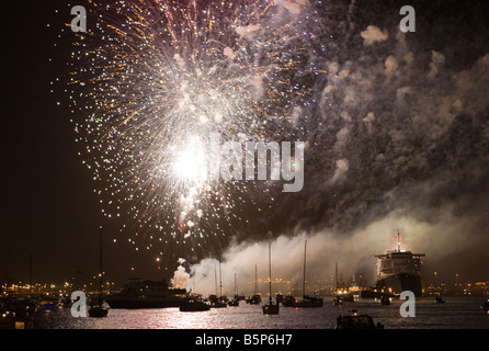 QE2 Abschied feiern aus Southampton, UK Stockfoto