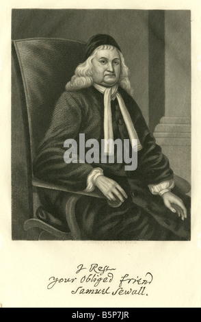 Antiken Gravur von Samuel Sewall. Stockfoto