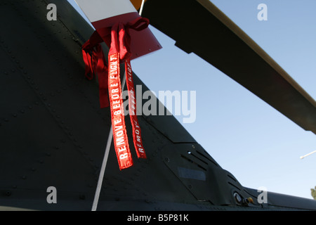 Entfernen Sie vor dem Flug Sicherheit Tag auf Militärhubschrauber am Tag der offenen Tür Stockfoto