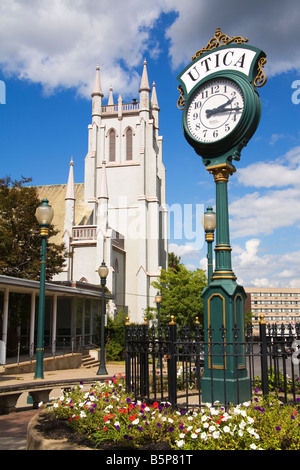 Uhr auf Genesee Street Utica Stadt New York State, USA Stockfoto