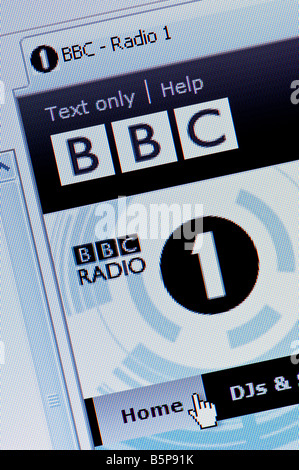 Makro-Screenshot von BBC Radio 1 Webseite nur zur redaktionellen Verwendung Stockfoto