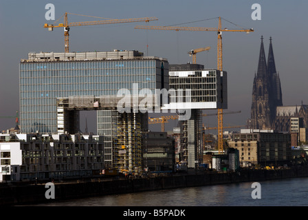 Das Kranhaus (Kran Haus), eine renommierte Büroentwicklung neben dem Fluss Rhein, Köln, North Rhine-Westphalia, Germany. Stockfoto