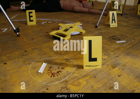 Kriminalität Nachweis im Mock-up Tatort am Tag der offenen Tür Stockfoto