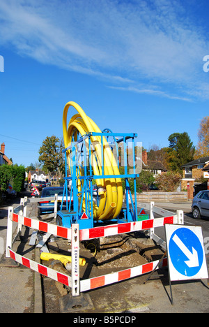 Abgesperrten Baustellen, Kings Road, Sunninghill, Berkshire, England, Vereinigtes Königreich Stockfoto