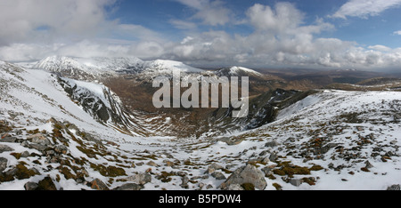 Blick über Coirean Verbot von Breabag, Conival und Ben mehr Assynt Stockfoto