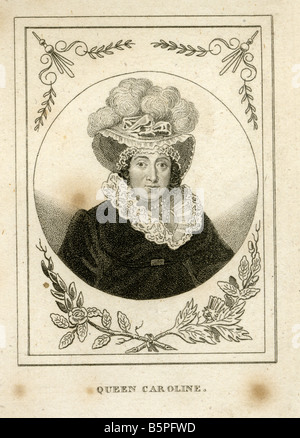 Antiken Gravur von Caroline von Braunschweig-Wolfenbüttel. Stockfoto