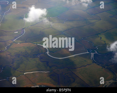 Englische Landschaft gesehen vom Himmel Antenne erschossen in der Nähe der Themse zwischen London und Küste UK Stockfoto