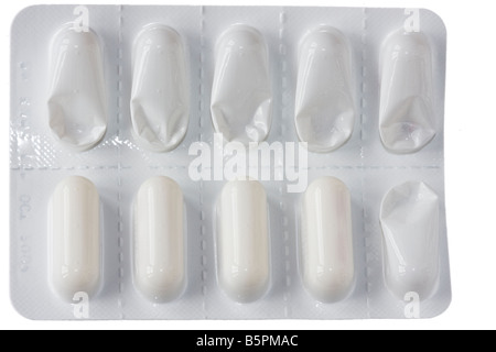 Eine geöffnete Blisterpackung Paracetamol-Kapseln Stockfoto