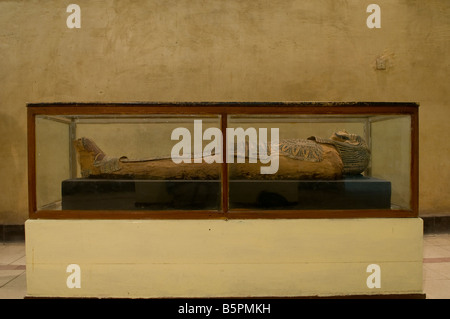 Gemalte Sarkophage des bärtigen Priesters Wennefer, ausgestellt in der archäologischen Stätte und im Museum auf der Insel Elephantine, Aswan Southern egy Stockfoto