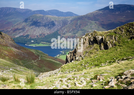 Blick zurück auf Buttermere-See von Scarth Lücke Stockfoto