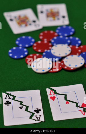 Ein perfektes Beispiel dafür, wie es sich anfühlt, Ihre Asse in das grausame Spiel von Poker (kein Limit, Limit, Hold) geknackt haben Stockfoto