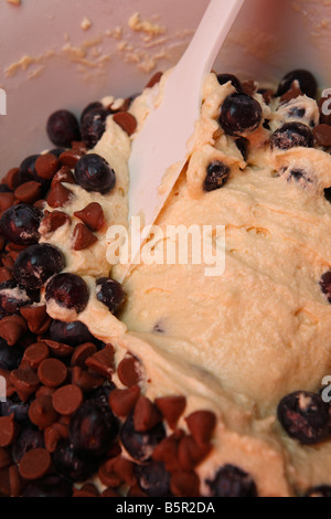 Heidelbeeren und chocolate Chip Muffin Mischung Stockfoto