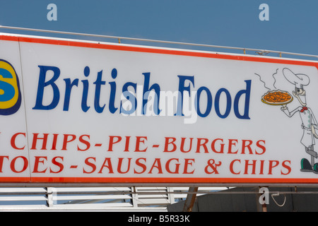 Werbung Sign British Food in Spanien Stockfoto