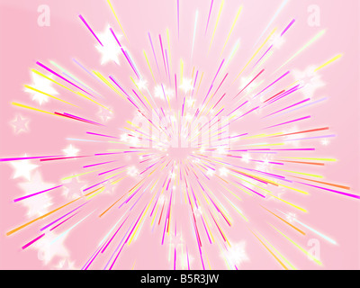 Zentralen platzen Explosion der dynamischen fliegenden Sternen abstract illustration Stockfoto