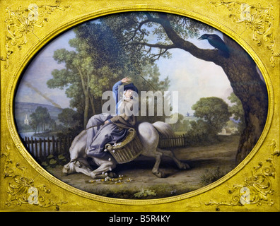 "Bäuerin und der Rabe" gemalt von George Stubbs 1782 in das Innere der Lady Hebel Gallery in Port Sunlight Stockfoto