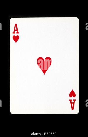 Ass von Herzen Spielkarte vor schwarzem Hintergrund - Original-Kunstwerken, die in unserem studio Stockfoto