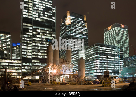 "Die Korsor" vor-Ort-Beton Hanson Premix Anlage - Canary Wharf - London Stockfoto