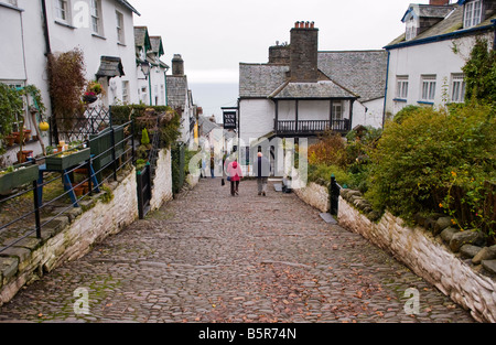 Zeigen Sie auf steilen gepflasterten Straße in der Küstenstadt Dorf von Clovelly North Devon England UK an Stockfoto