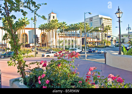 Union Bahnhof, Los Angeles, Kalifornien, Usa, Innenstadt, Bahnhof, Eisenbahn, Terminal, Depot, Adobe Architektur außen Stockfoto