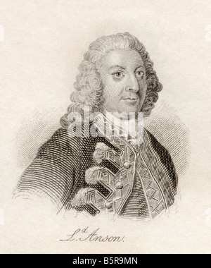 George Anson, 1. Baron Anson, 1697-1762. Britischer Admiral und wohlhabenden Aristokraten für seine circumnavigatiion der Welt festgestellt. Stockfoto