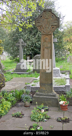 Emmeline Pankhursts Grabstein auf dem Brompton Cemetery in London. Frauenrechtlerin Stockfoto