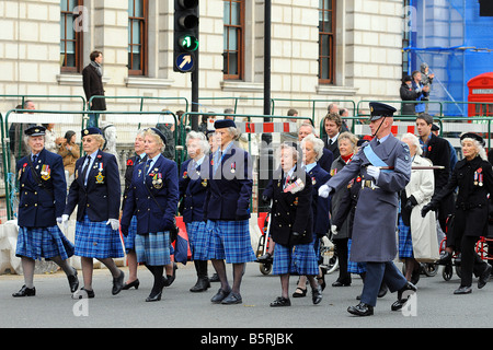 RAF WW2 Soldatinnen nehmen Sie Teil an der London-Erinnerung-Parade am 11. Nov. Stockfoto