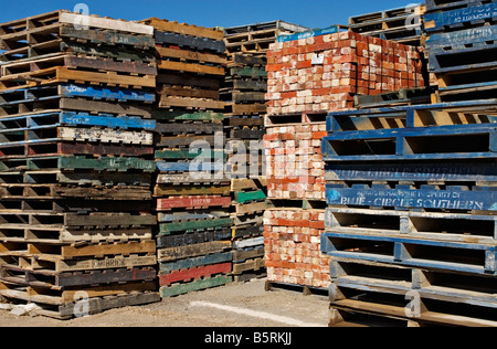 Freight Handling / Versand Pallets.Melbourne Victoria Australien stapelt. Stockfoto