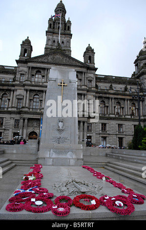 Gedenktag in George Sq Glasgow zur Erinnerung an Großbritannien s Krieg tot am Remembrance Day Sonntag Stockfoto