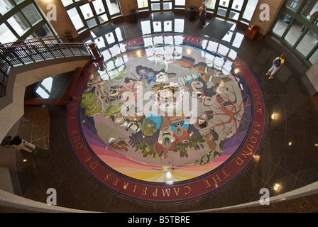 Texas Hill Land Austin Bob Bullock Texas State History Museum der Geschichte von Texas Eingang Rotunde Boden Wandbild Stockfoto