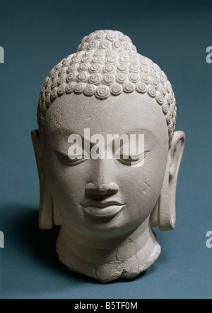 Kopf des Buddha Sandstein von Garnath (?) National Museum of New Delhi 47.20 Stockfoto