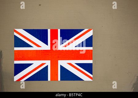 Union Jack Emblem auf einem Army Militär gemalten Hintergrund Stockfoto