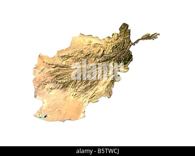 Satellitenbild von Afghanistan, Isolated On White Background Stockfoto