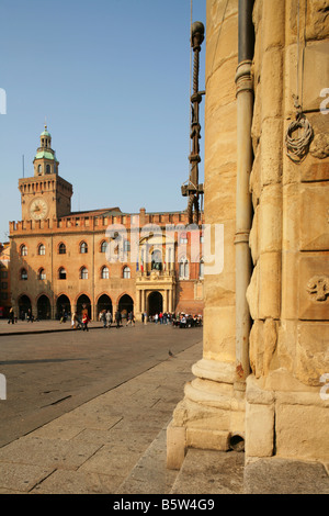 Palazzo Comunale, Piazza Maggiore, Bologna, Italien. Stockfoto