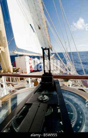 Marine Sextant an Bord der Star Flyer, ein echter Klipper Stockfoto