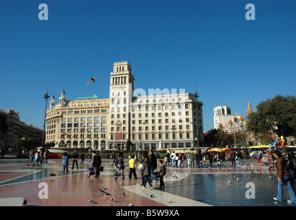 Placa Catalunya, Barcelona, Spanien Stockfoto