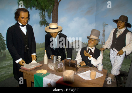 San Antonio Buckhorn Saloon Museum, Hall of Texas History, Diorama des Austin Landbewilligungen Ausstellung Stockfoto