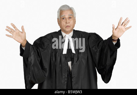 Nahaufnahme eines männlichen Rechtsanwalts streiten Stockfoto