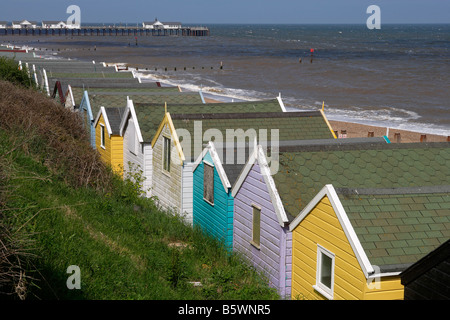 Southwold Nordsee Strand Strand Ferienhäuser Strand Hütten Suffolk UK Stockfoto