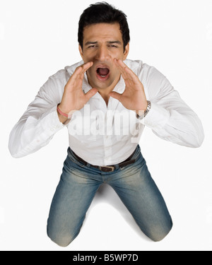 Porträt eines jungen Mannes, schreien Stockfoto
