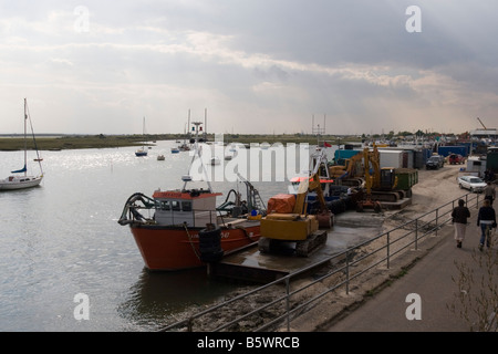 "Leigh am Meer" Angelboote/Fischerboote vertäut durch Andocken Stockfoto