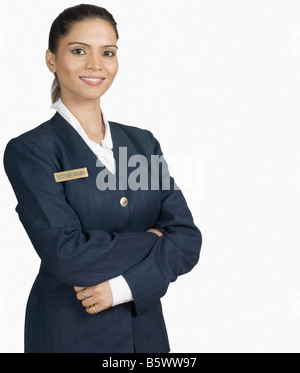 Porträt von Air Hostess lächelnd Stockfoto