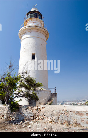 Alter Leuchtturm von Paphos (Pafos) weiß Stockfoto